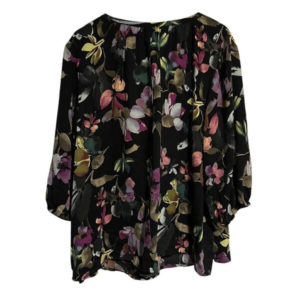 NWT Ava & Viv Black Floral Blouse 3X - Picture 3 of 8